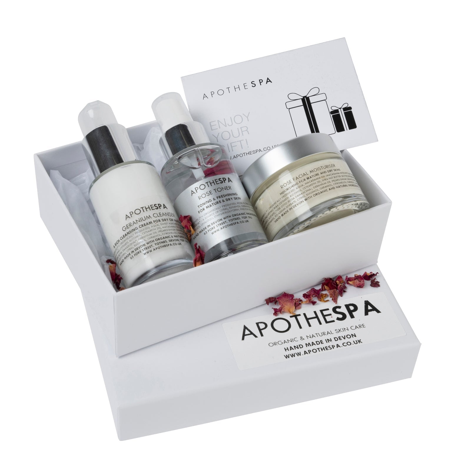 Geschenkbox mit Gesichtspflege mit Rose und Geranie (für die meisten Hauttypen)