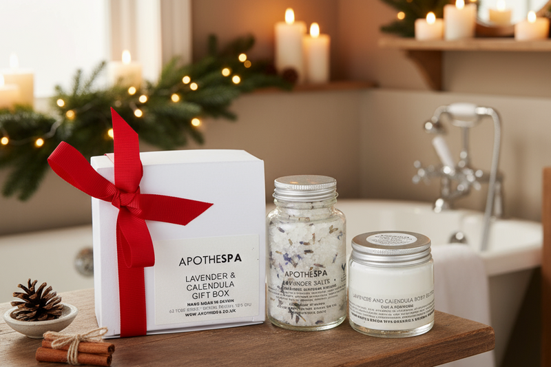 Geschenkbox mit Lavendel und Ringelblume