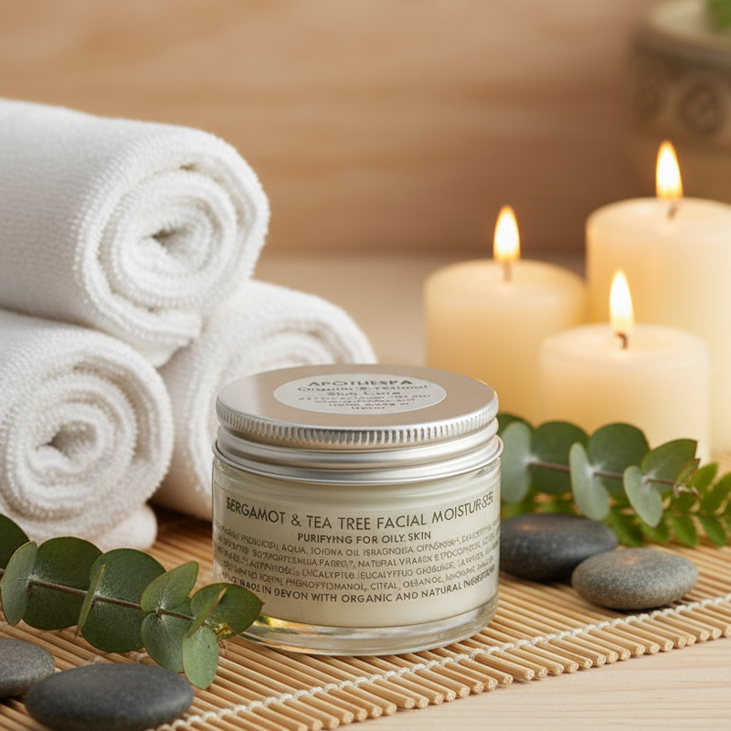 Feuchtigkeitscreme für das Gesicht mit Bergamotte und Teebaum