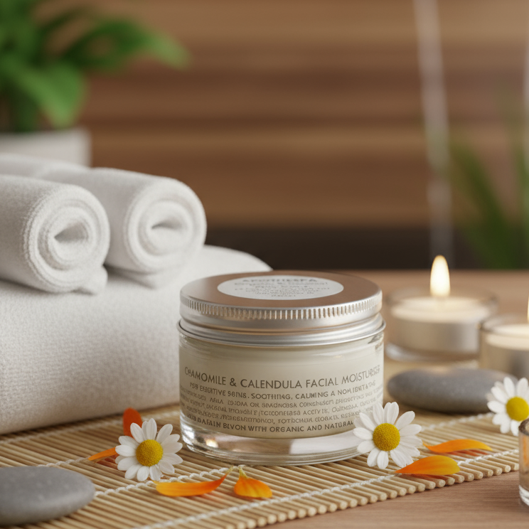 Feuchtigkeitscreme für das Gesicht mit Kamille und Ringelblume