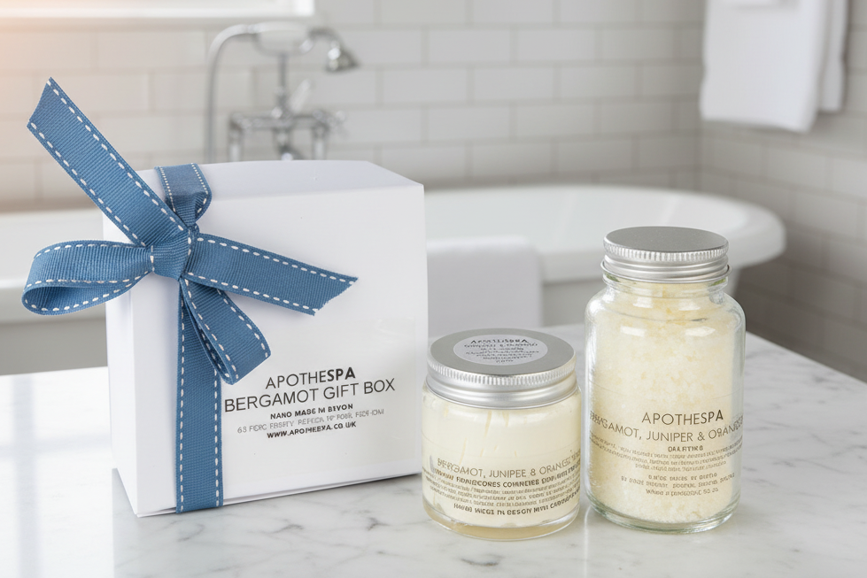 Geschenkbox mit Bergamotte, Wacholder und Orange